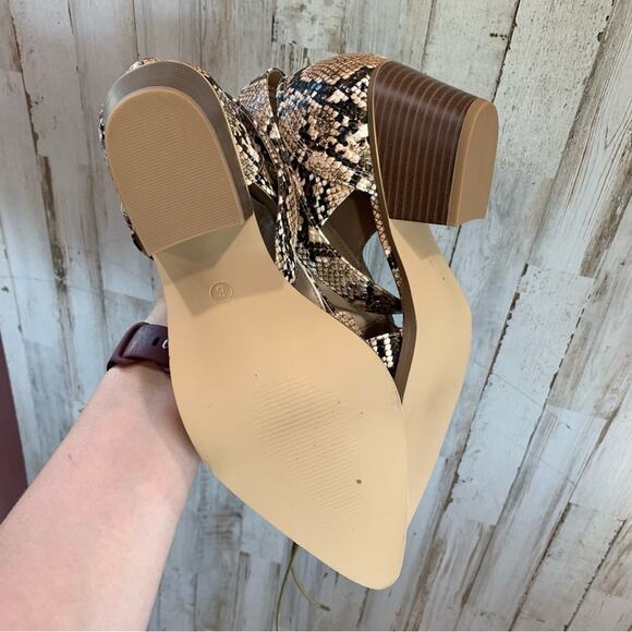 Lulus Vincient Tan Snake Print Cutout Lave-up Ankle Booties - Picture 5 of 7